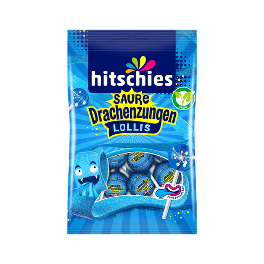 hitschies Saure Drachenzungen Lollis Blau 125g