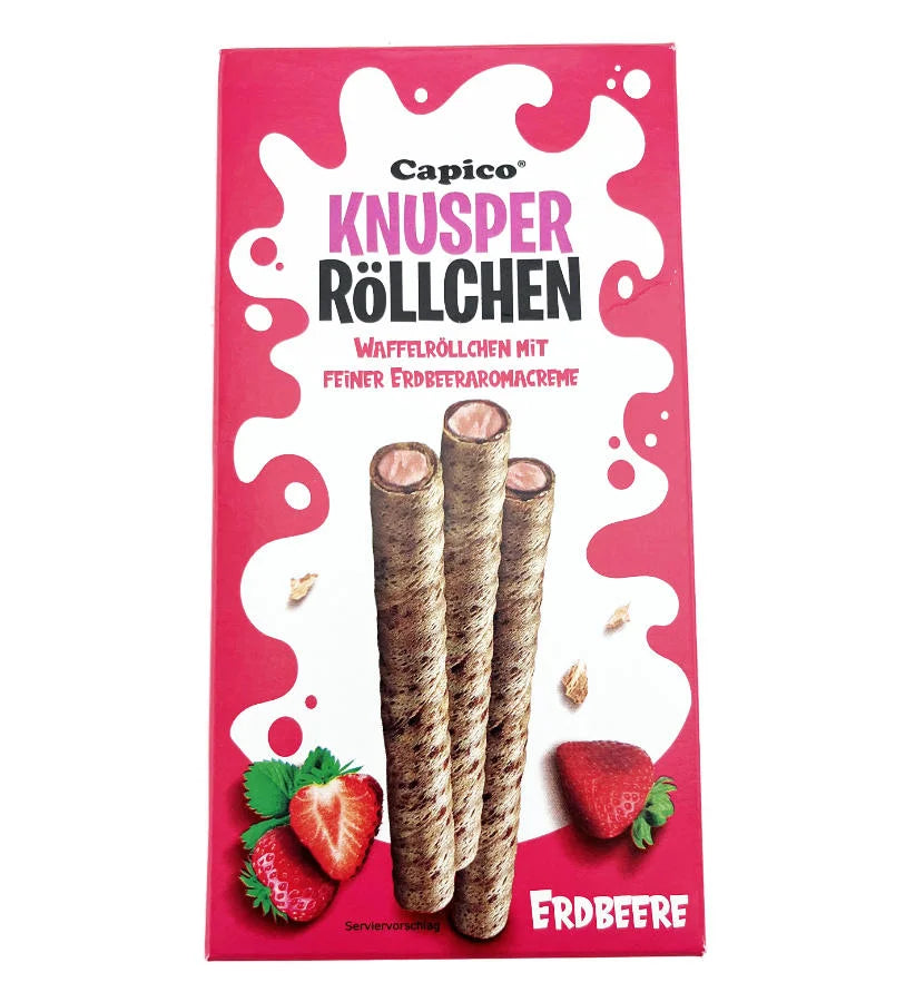 Capico Knusper Röllchen Erdbeere 75g MHD 04.08.2025